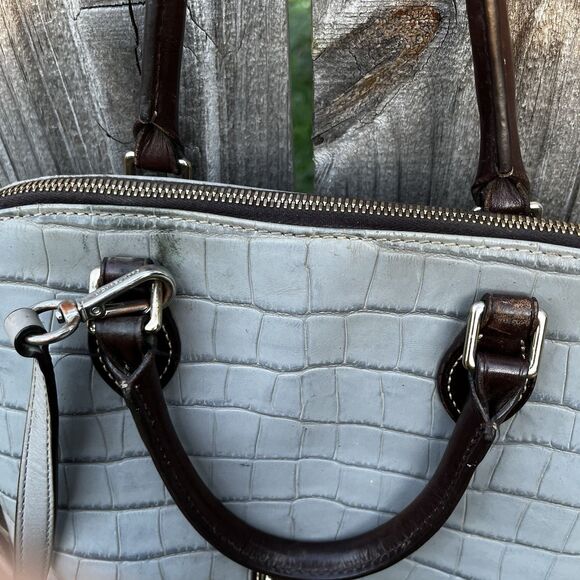 Dooney & Bourke Oakdale Croco Gray Embossed Leather Zip Satchel Crossbody READ - Picture 11 of 16
